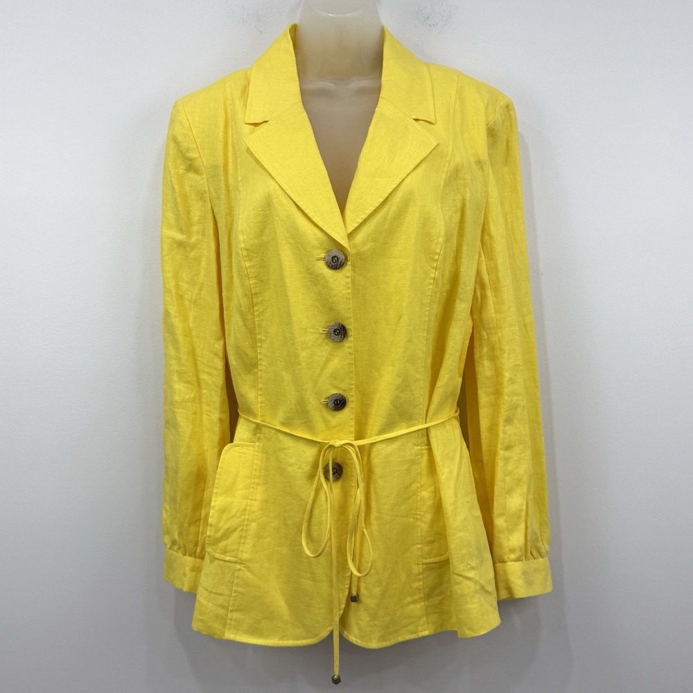 Dana Buchman 100% Linen Blazer 16 NWT Preppy Capsule Belted Old Money Lagenlook